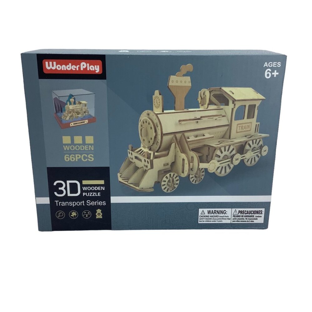 WonderPlay 3D Transport Series Steam Train‎ Wooden Jigsaw Puzzle 66 Pieces 6+